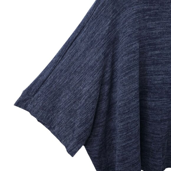 Jella C Cape Sweater Poncho Cowl Neck Womens ONE SIZE Blue Black Fleece Knit - Picture 9 of 14